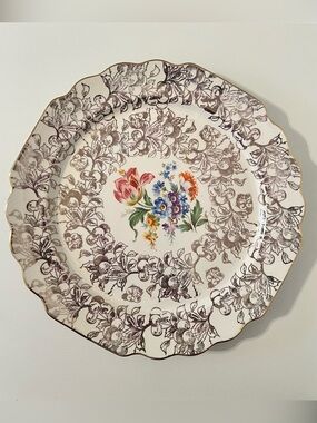 Vintage W S George Lido Canarytone Lido Plate with 22k Gold Trim, USA Made